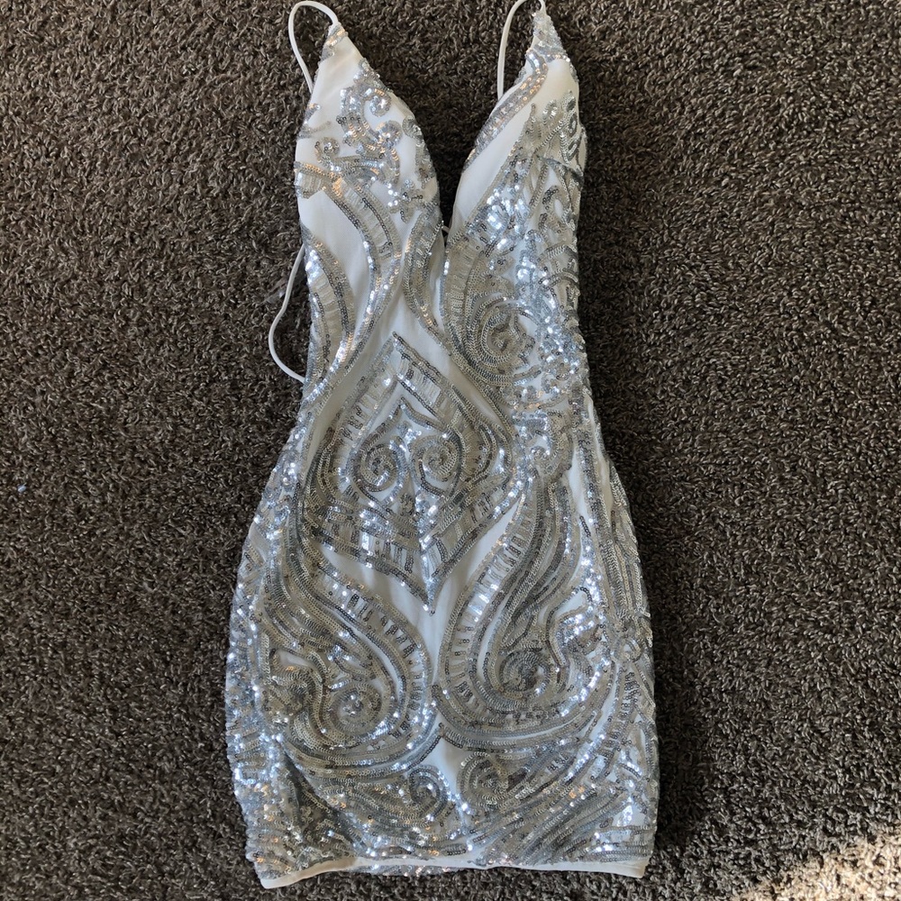 White and silver dress